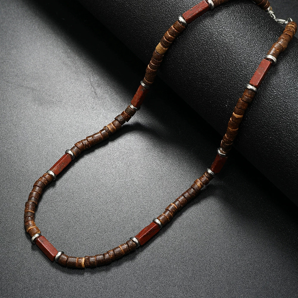 Wholesale Jewelry Retro Bohemian Style Coconut Shell Wooden Beads Natural Stone U Shape Necklace Unisex - Image 12