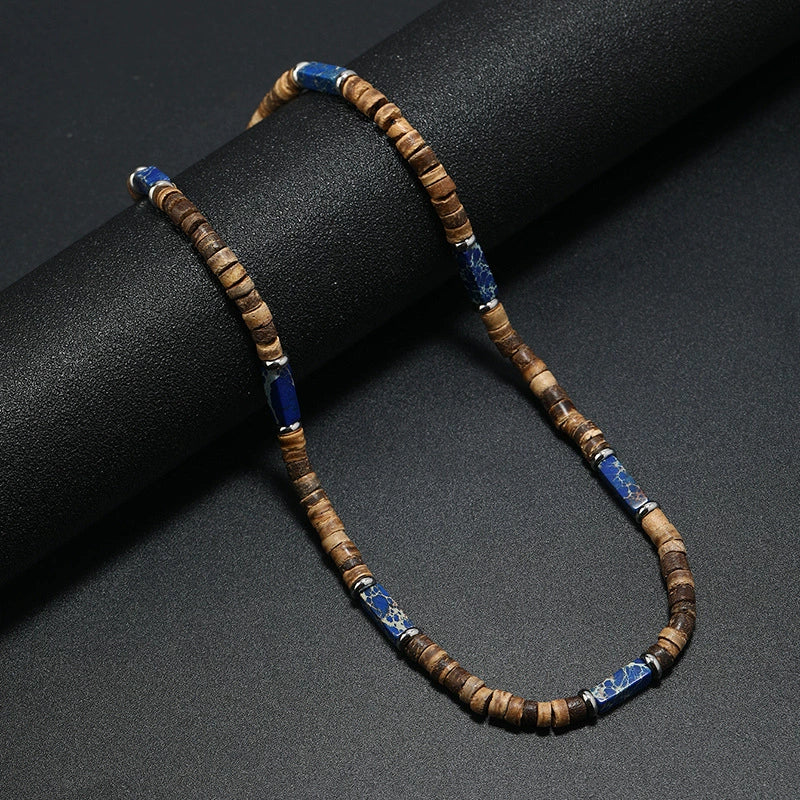 Wholesale Jewelry Retro Bohemian Style Coconut Shell Wooden Beads Natural Stone U Shape Necklace Unisex - Image 5
