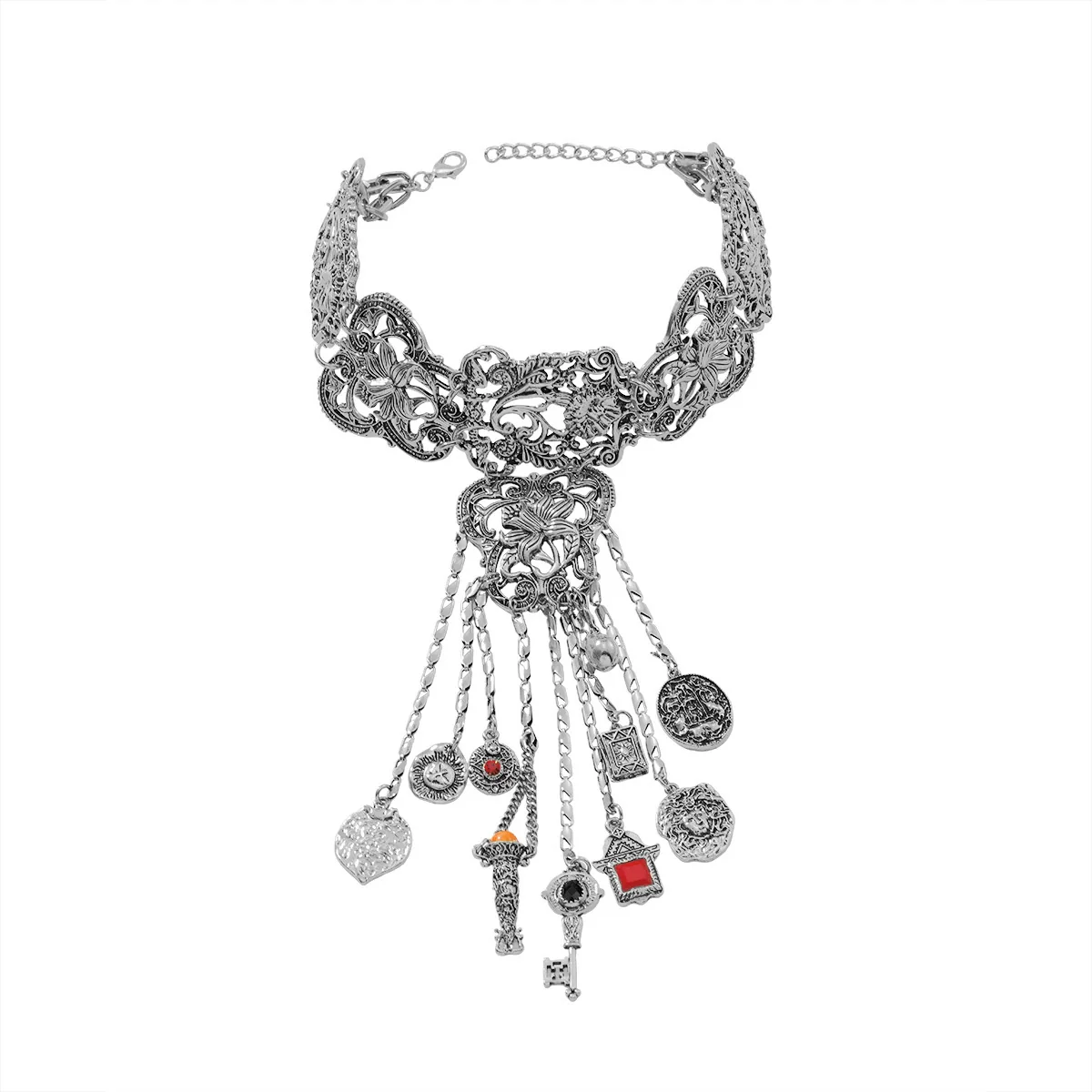 Wholesale Jewelry Retro Fashion Geometric Alloy Pendant Snake Bone Chain Electroplated Women's Necklace - Image 4