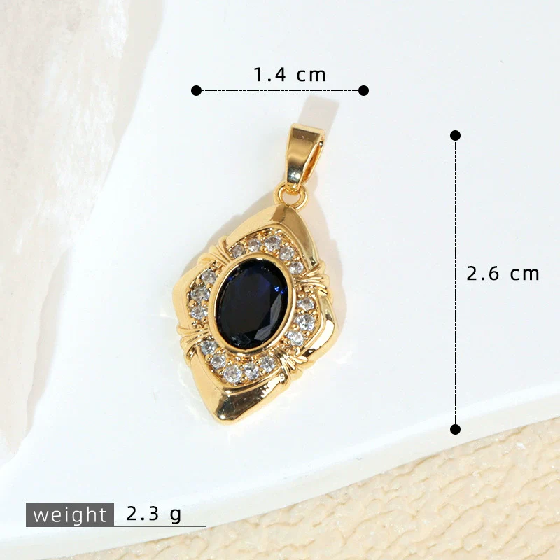 Wholesale Jewelry Retro Geometric Copper Green Stone Pendant With Heart Shape Electroplating - Image 10
