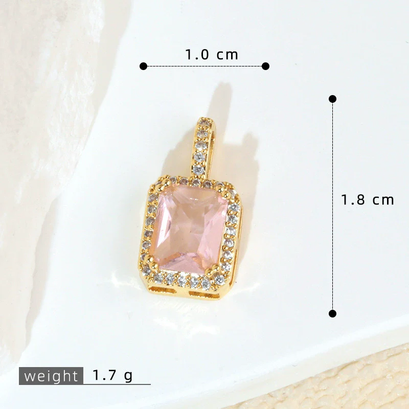 Wholesale Jewelry Retro Geometric Copper Green Stone Pendant With Heart Shape Electroplating - Image 14