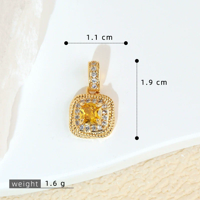 Wholesale Jewelry Retro Geometric Copper Green Stone Pendant With Heart Shape Electroplating - Image 20