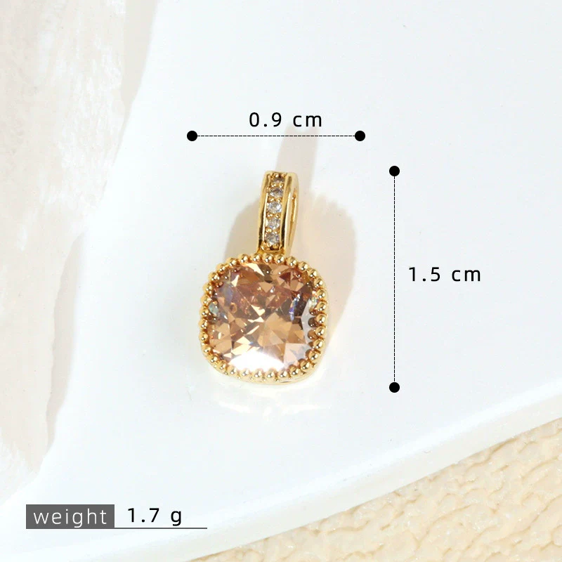 Wholesale Jewelry Retro Geometric Copper Green Stone Pendant With Heart Shape Electroplating - Image 21
