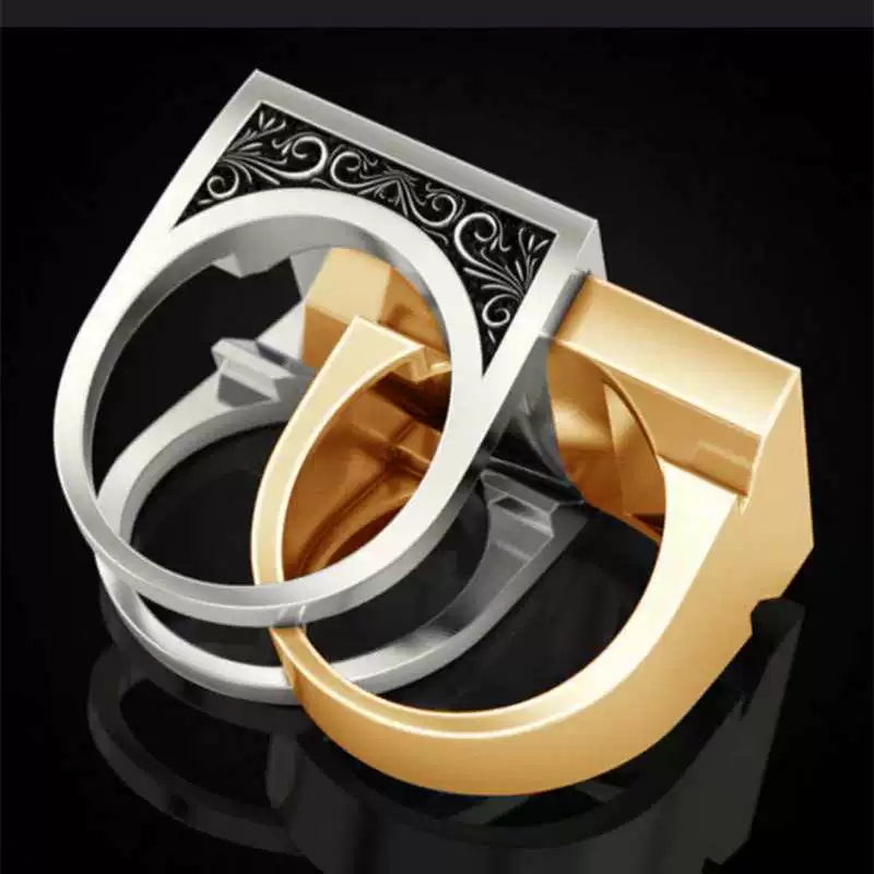 Wholesale Jewelry Retro Geometric Hollow Copper Ring Set With Electroplating - Image 9