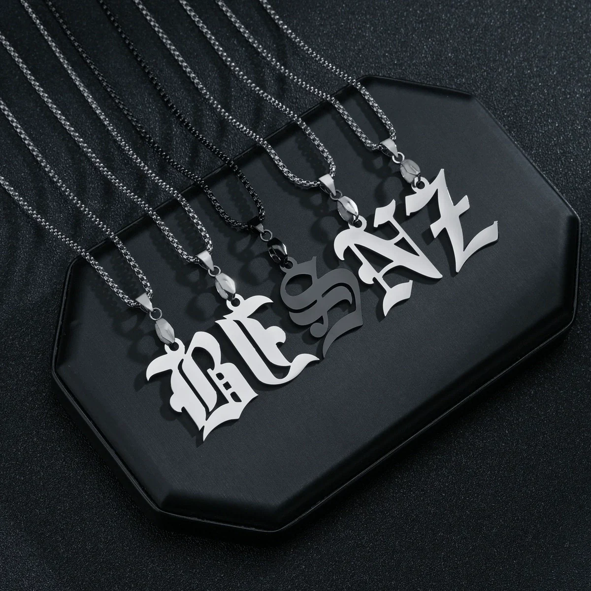 Wholesale Jewelry Retro Gothic Style Titanium Steel Military Nameplate Necklace Pendant With Letters Numbers Text And Polishing Plasma Treatment