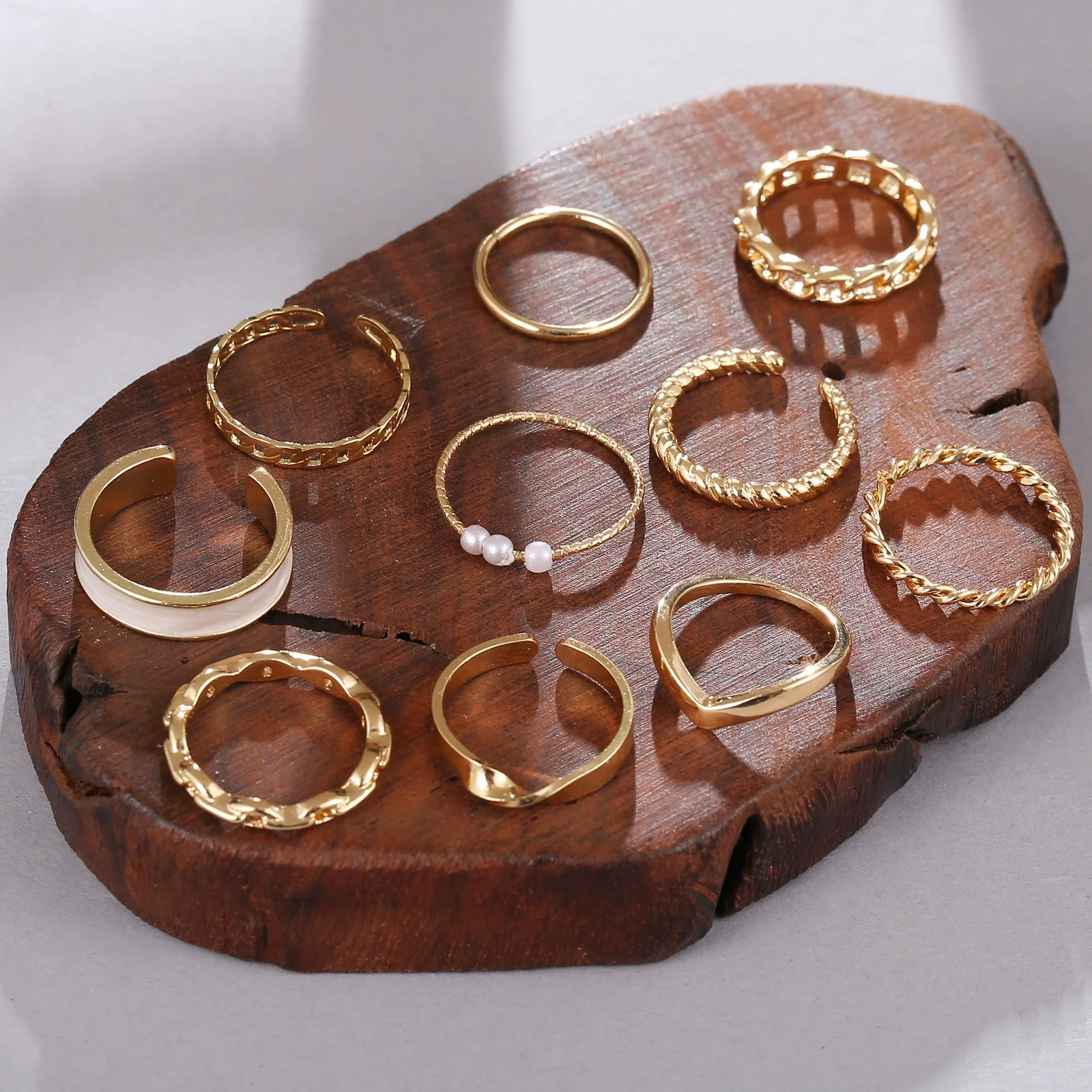 Wholesale Jewelry Retro Simple Style Alloy Pearl Drip Ring Electroplating - Image 2