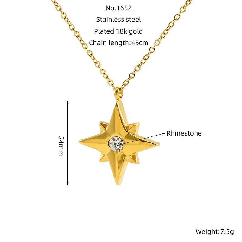 Wholesale Jewelry Retro Style Star 316L Stainless Steel And 316L Stainless Steel Electroplated Pendant Necklace For Women - Image 13
