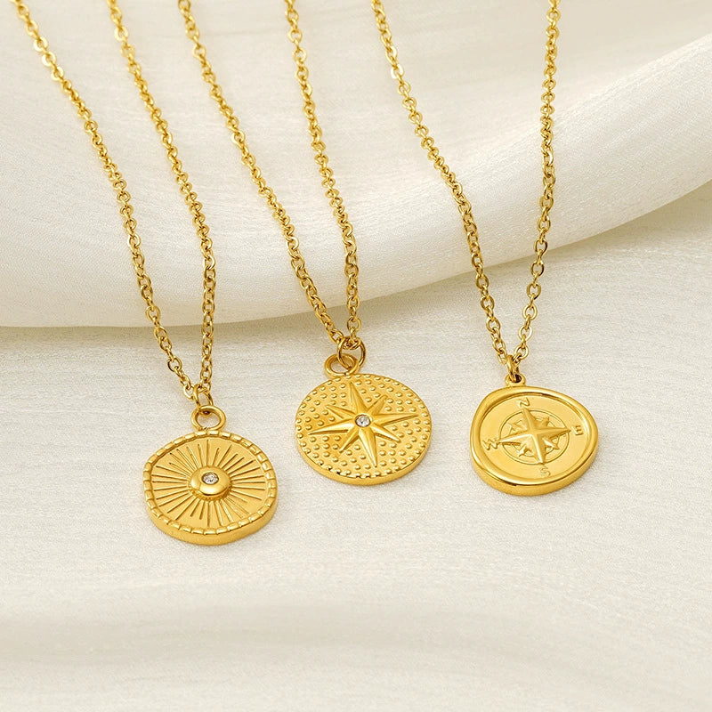 Wholesale Jewelry Retro Style Star 316L Stainless Steel And 316L Stainless Steel Electroplated Pendant Necklace For Women - Image 2