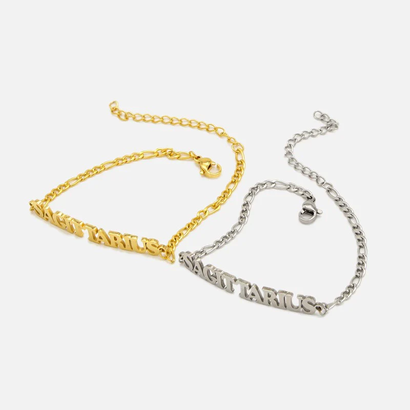 Wholesale Jewelry Retro Style Zodiac Bracelet Stainless Steel With Letters Numbers Text Electroplated - Image 4