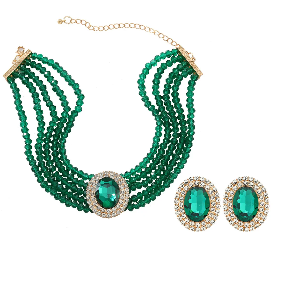 Wholesale Jewelry Rhinestone Geometric Earrings And Necklaces - Image 6