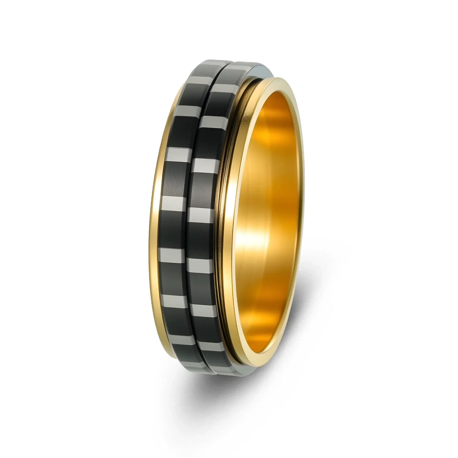 Wholesale Jewelry Rotatable Titanium Steel Geometric Ring Electroplated Black - Image 10