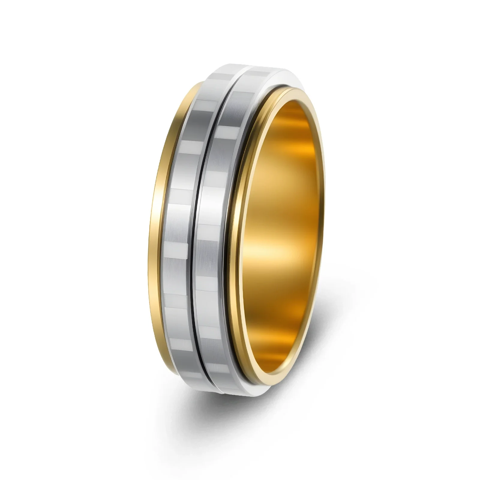 Wholesale Jewelry Rotatable Titanium Steel Geometric Ring Electroplated Black - Image 11