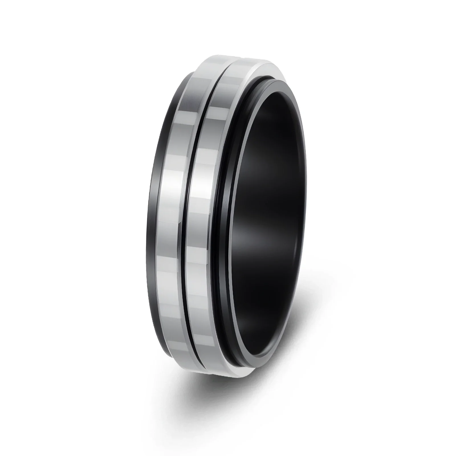 Wholesale Jewelry Rotatable Titanium Steel Geometric Ring Electroplated Black - Image 7
