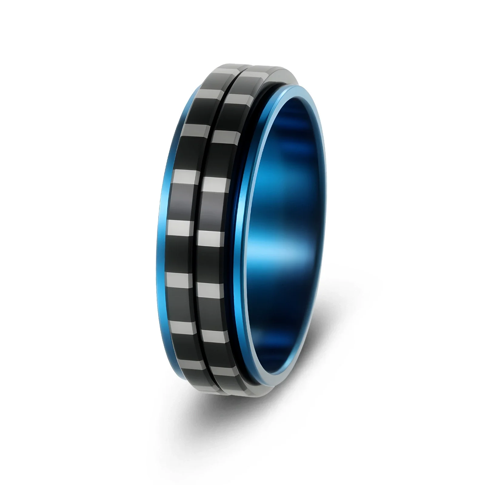 Wholesale Jewelry Rotatable Titanium Steel Geometric Ring Electroplated Black - Image 8
