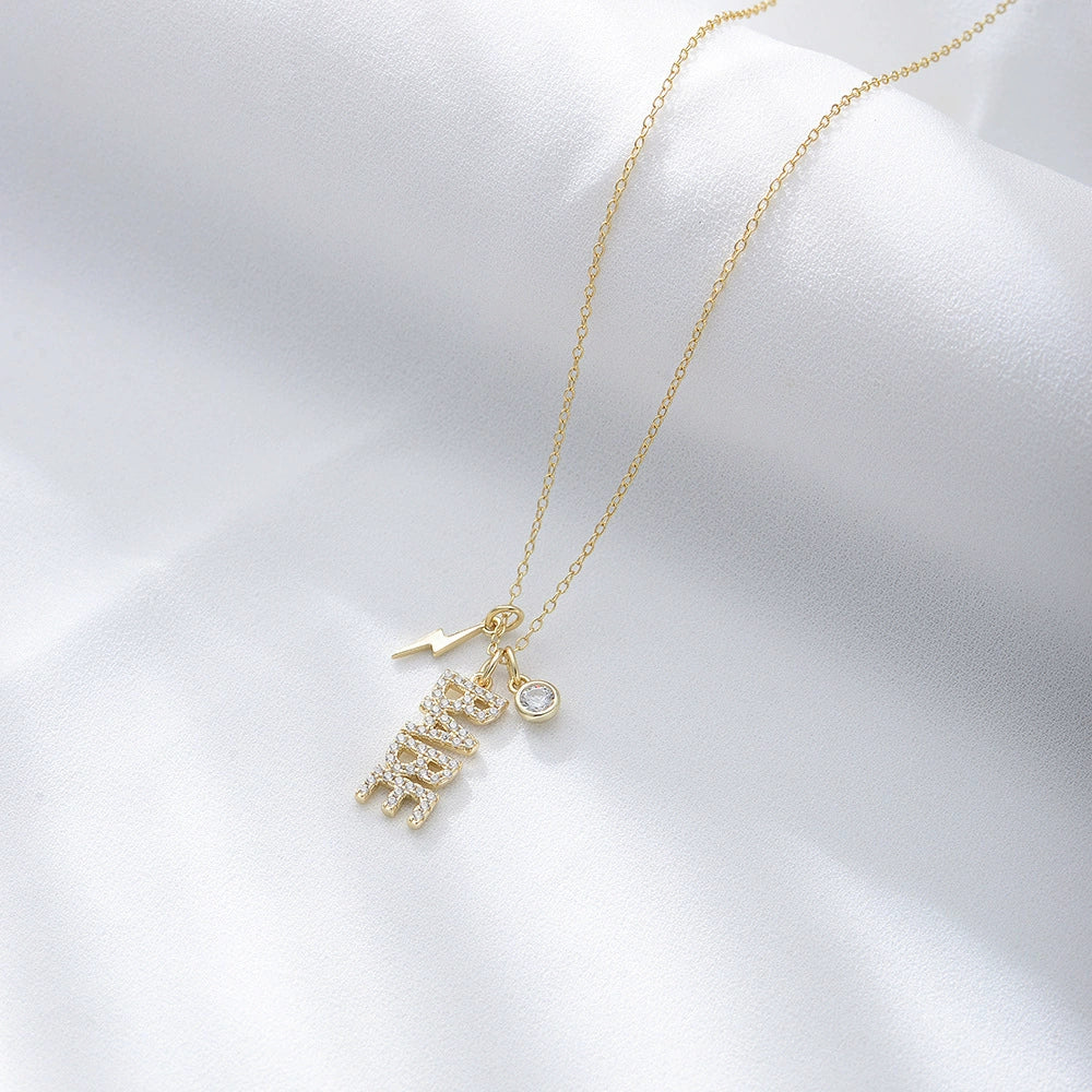 Wholesale Jewelry S925 Silver Diamond English Letters Pendant Necklace For Women