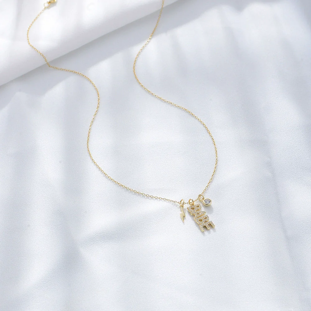 Wholesale Jewelry S925 Silver Diamond English Letters Pendant Necklace For Women - Image 2