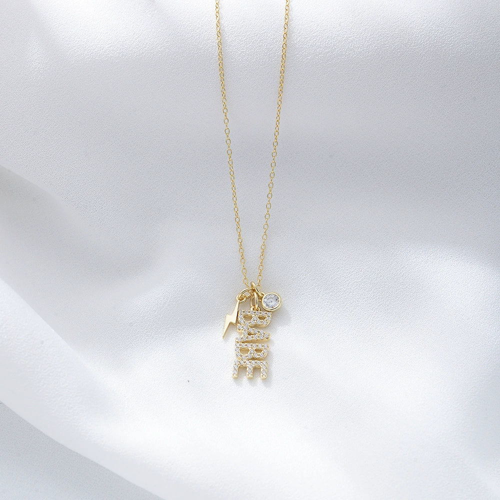 Wholesale Jewelry S925 Silver Diamond English Letters Pendant Necklace For Women - Image 3