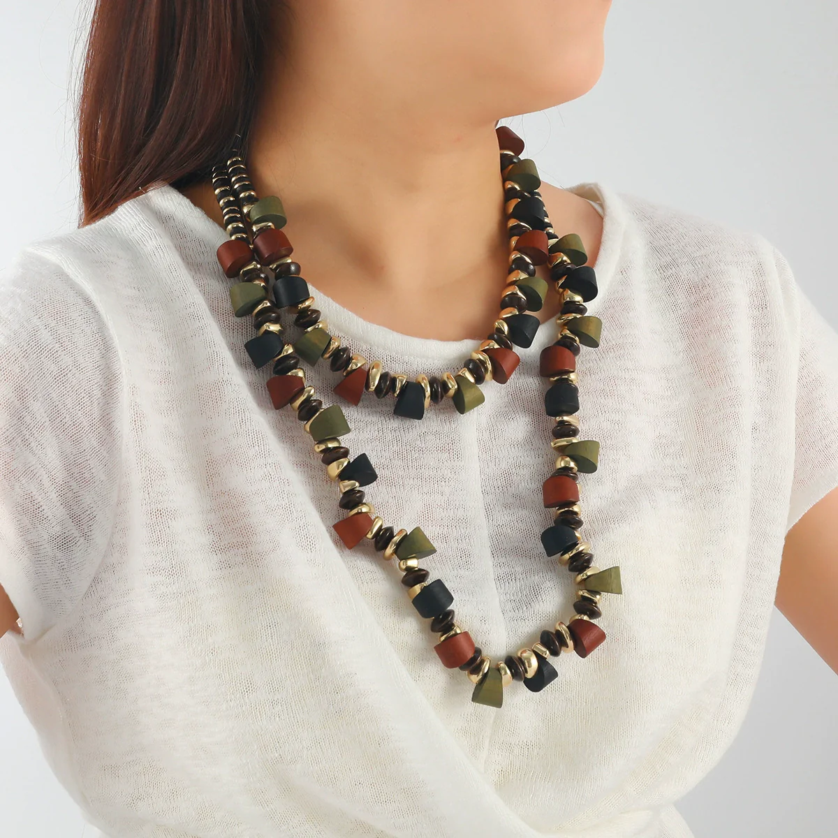 Wholesale Jewelry Set Frosted Resin Mixed Gemstone Setting Heart Water Drop Bell Shaped Electroplated Handwoven - Image 2