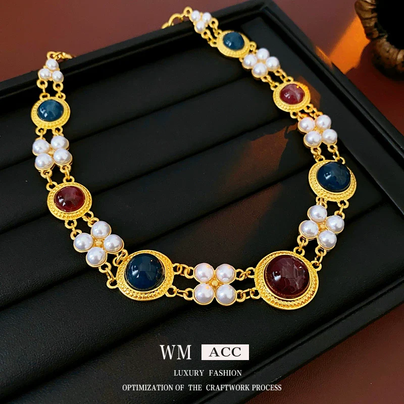 Wholesale Jewelry Set Silver Needle Geometric Imitation Pearl Heart Water Drop Bell Tassel Earrings Necklace Alloy Pendant Electroplated Highend Women's - Image 7