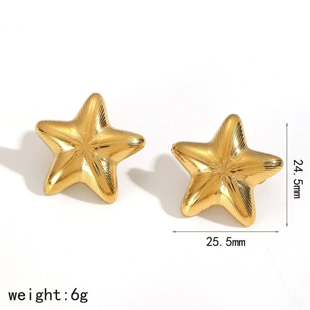 Wholesale Jewelry Set Stainless Steel Electroplated Fivepointed Star Earrings And Ring For Women - Image 6