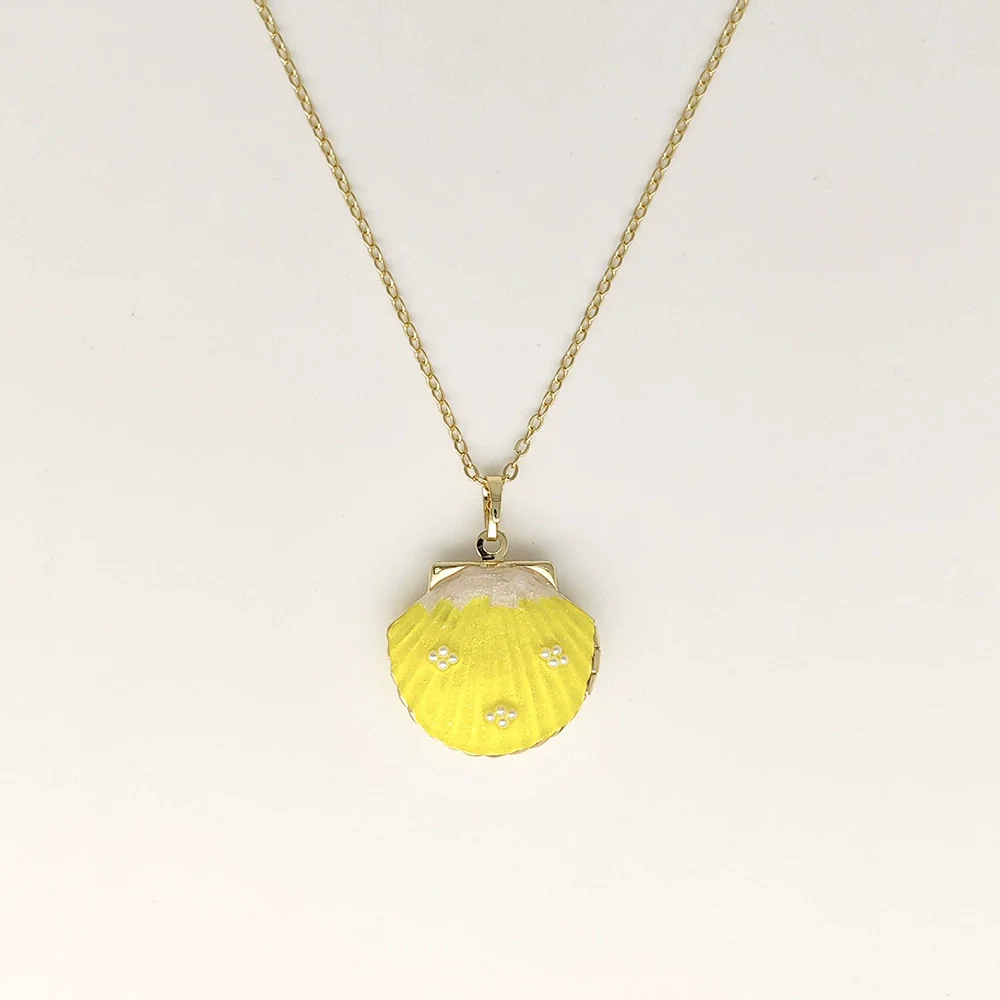 Wholesale Jewelry Shell Enamel Oil Drop Geometric Brass Handmade Pendant Necklace For Women - Image 21