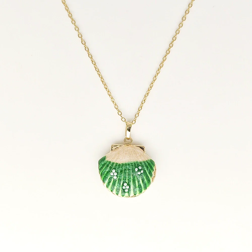 Wholesale Jewelry Shell Enamel Oil Drop Geometric Brass Handmade Pendant Necklace For Women - Image 22