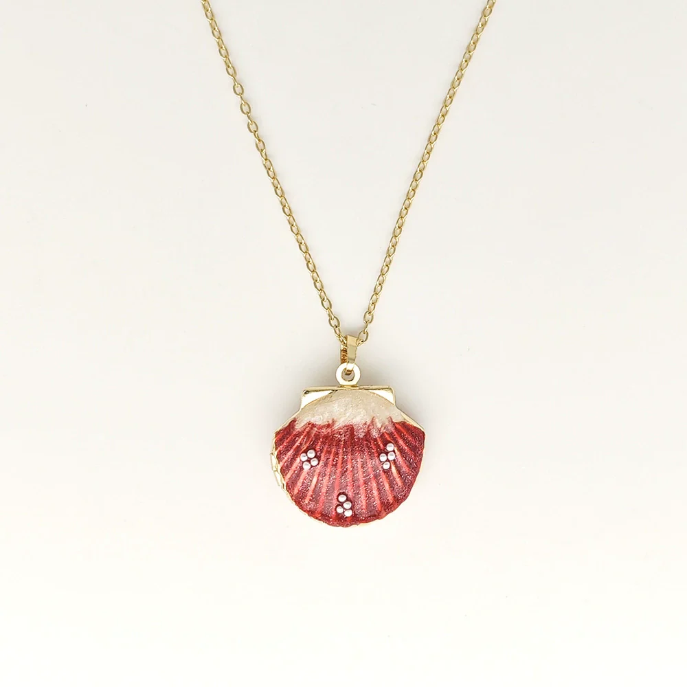 Wholesale Jewelry Shell Enamel Oil Drop Geometric Brass Handmade Pendant Necklace For Women - Image 23