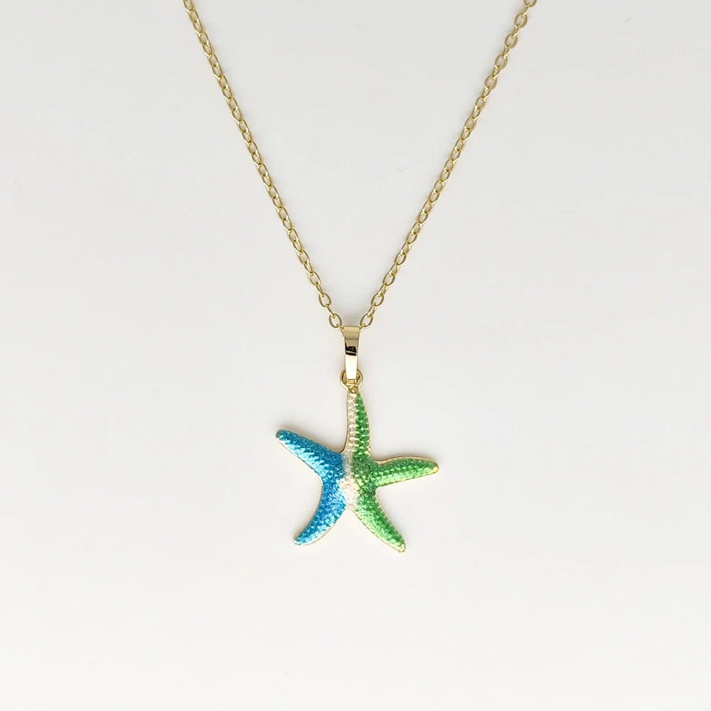 Wholesale Jewelry Shell Enamel Oil Drop Geometric Brass Handmade Pendant Necklace For Women - Image 24