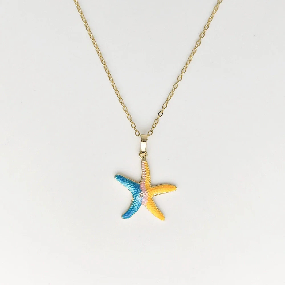 Wholesale Jewelry Shell Enamel Oil Drop Geometric Brass Handmade Pendant Necklace For Women - Image 25