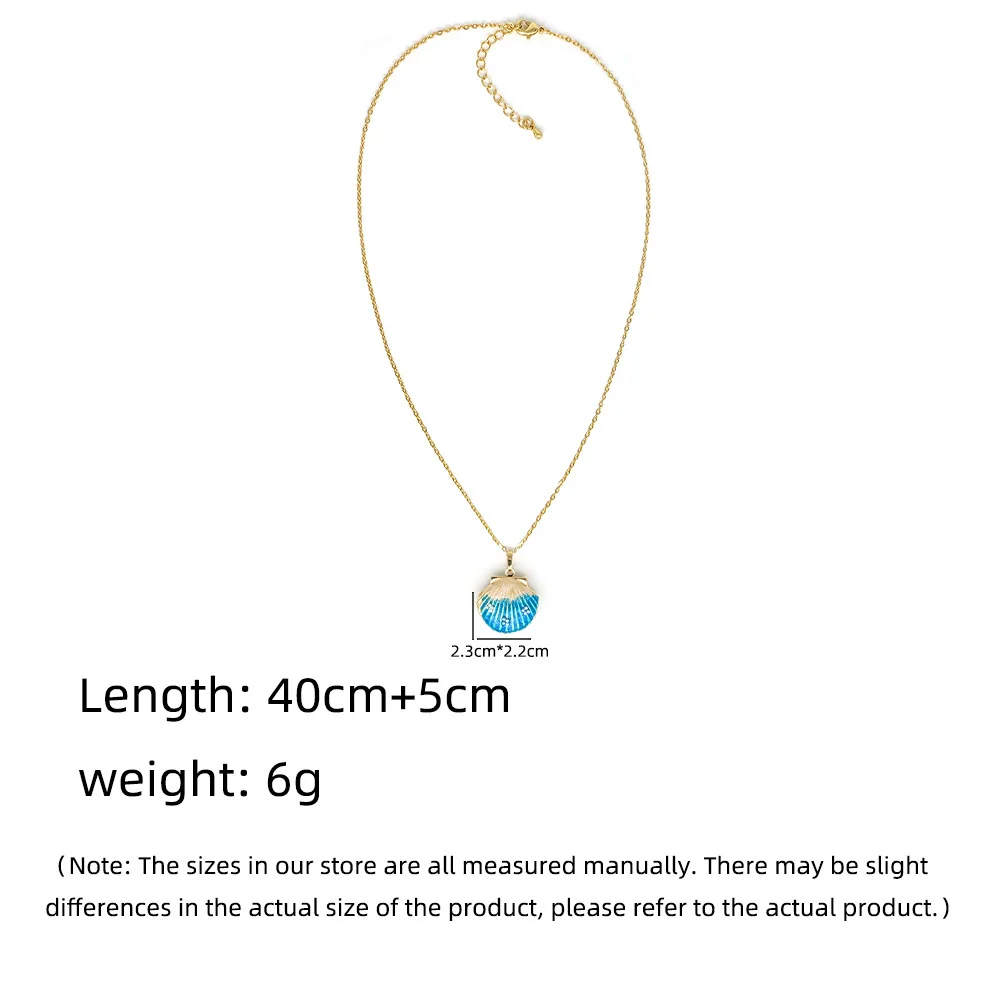 Wholesale Jewelry Shell Enamel Oil Drop Geometric Brass Handmade Pendant Necklace For Women - Image 5