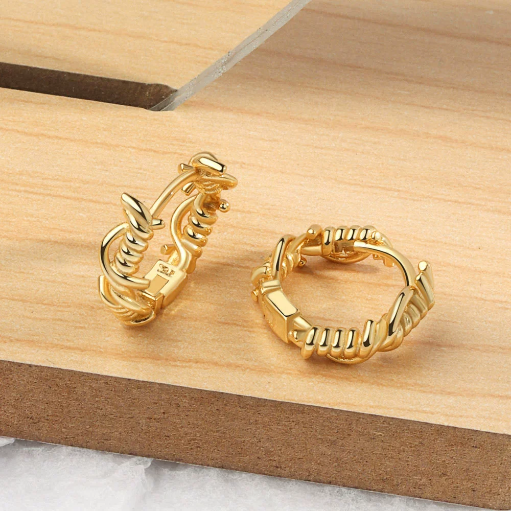 Wholesale Jewelry Silver 925 Sterling Geometric Knot Ear Buckle Earrings Electroplated - Image 6