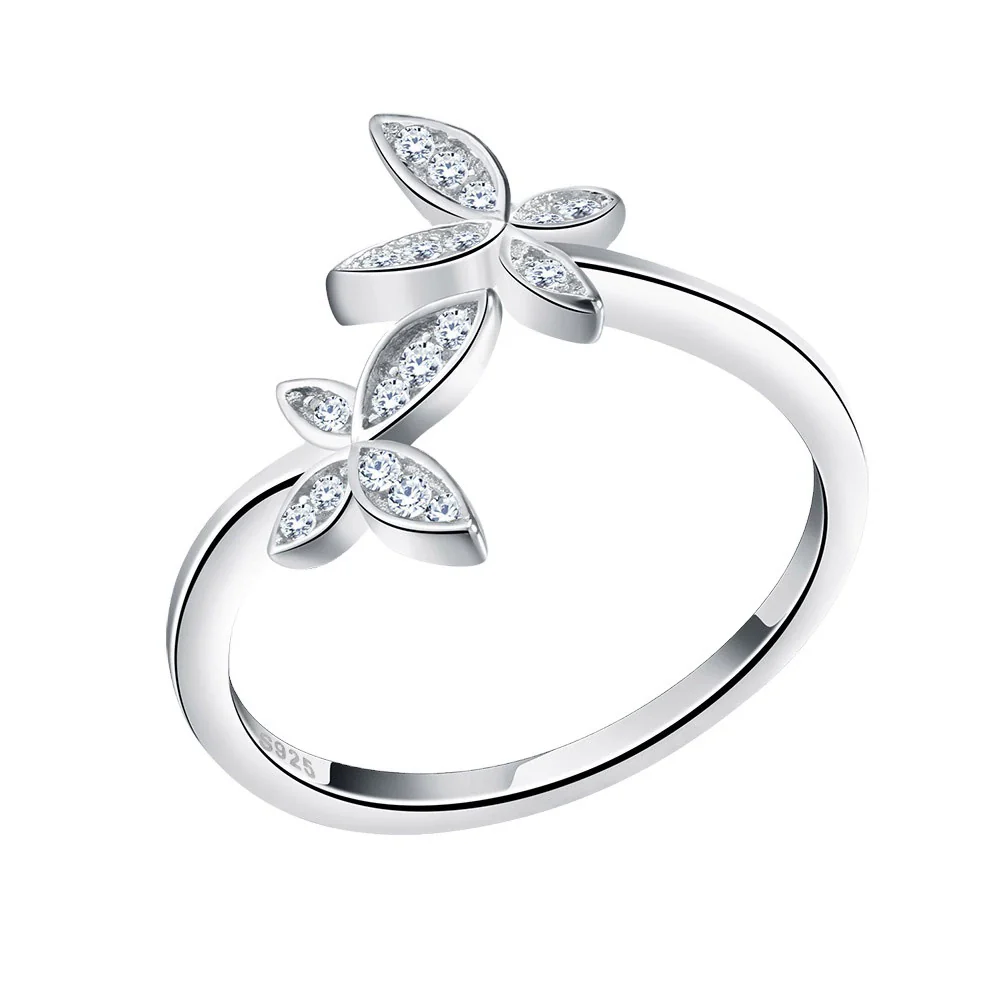Wholesale Jewelry Silver 925 Sterling Silver Ring And Butterfly Bracelet With Leaf Pattern Electroplated For Women - Image 4