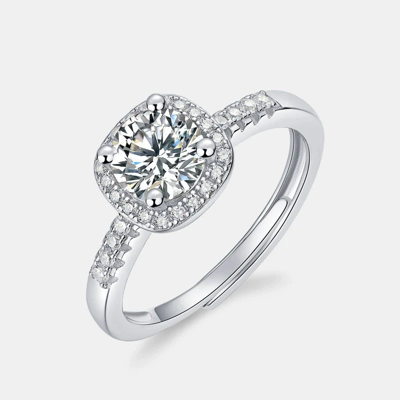 Wholesale Jewelry Silver Classic Square Moissanite Inlay Women's Wedding Ring - Image 6