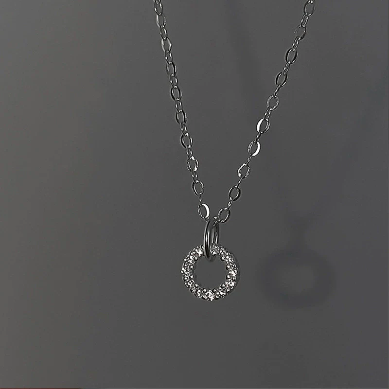 Wholesale Jewelry Silver Geometric Donut And Cross Pendant Necklace With Zircon And Diamond And Ochain Ring