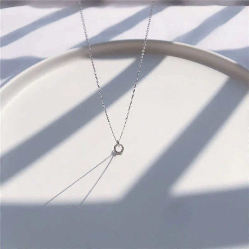 Wholesale Jewelry Silver Geometric Donut And Cross Pendant Necklace With Zircon And Diamond And Ochain Ring - Image 3