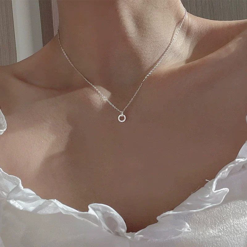 Wholesale Jewelry Silver Geometric Donut And Cross Pendant Necklace With Zircon And Diamond And Ochain Ring - Image 4