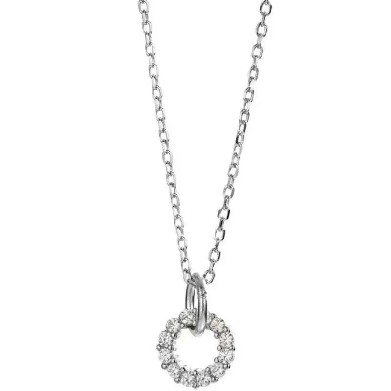 Wholesale Jewelry Silver Geometric Donut And Cross Pendant Necklace With Zircon And Diamond And Ochain Ring - Image 5