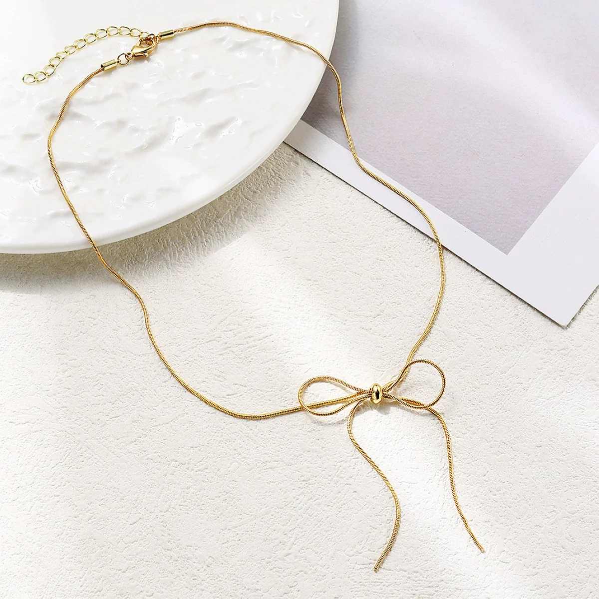 Wholesale Jewelry Simple Fashion Bow Copper Alloy Electroplated Collarbone Chain - Image 2