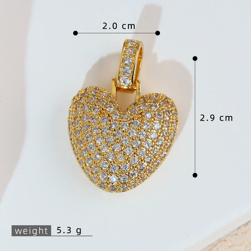Wholesale Jewelry Simple Heart Shape Copper Electroplated Microinlaid Zircon Single Pendant Necklace For Women - Image 6