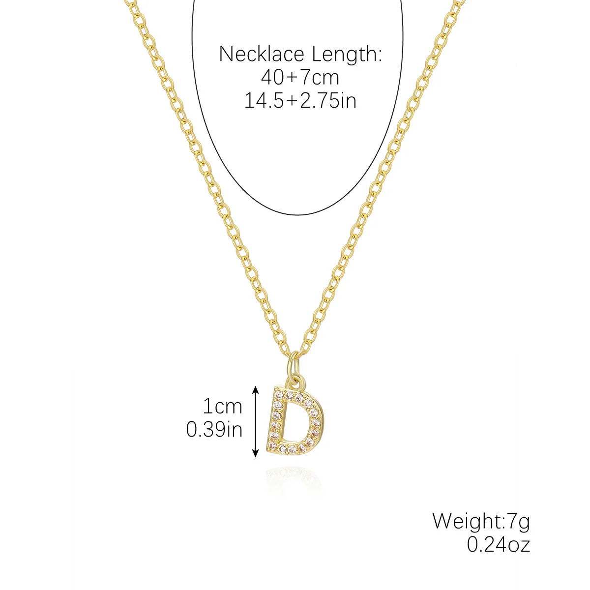 Wholesale Jewelry Simple Letter Pendant Necklace Copper Mixed Gem Inlay Zircon Ochain - Image 12