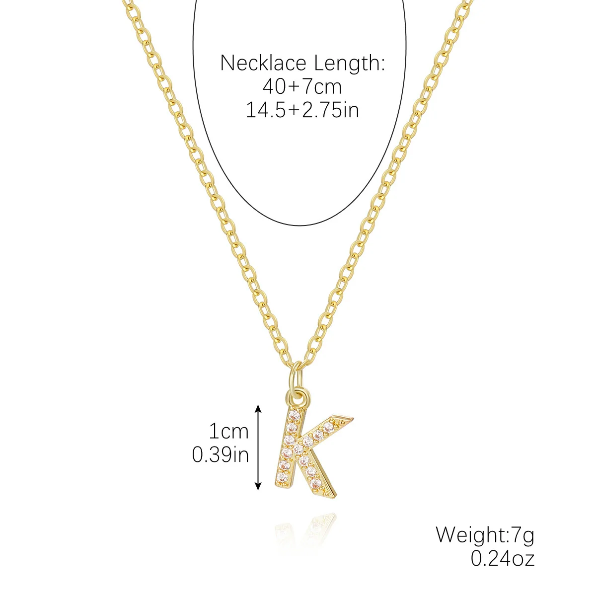 Wholesale Jewelry Simple Letter Pendant Necklace Copper Mixed Gem Inlay Zircon Ochain - Image 26
