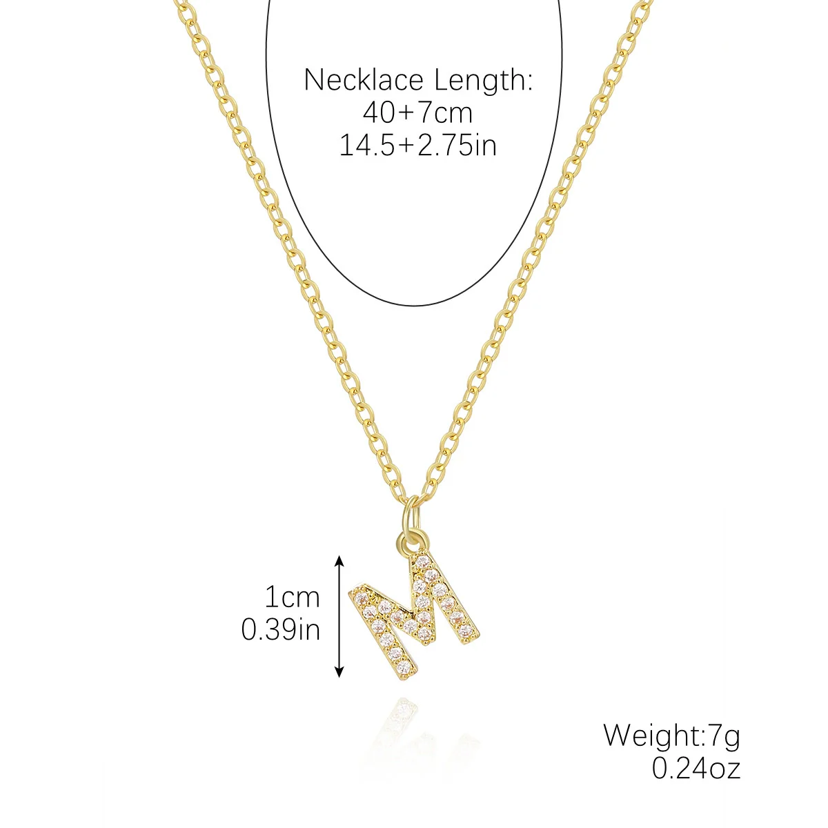 Wholesale Jewelry Simple Letter Pendant Necklace Copper Mixed Gem Inlay Zircon Ochain - Image 30