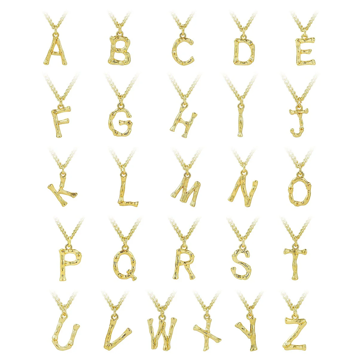 Wholesale Jewelry Simple Letter Pendant Necklace Copper Mixed Gem Inlay Zircon Ochain - Image 4