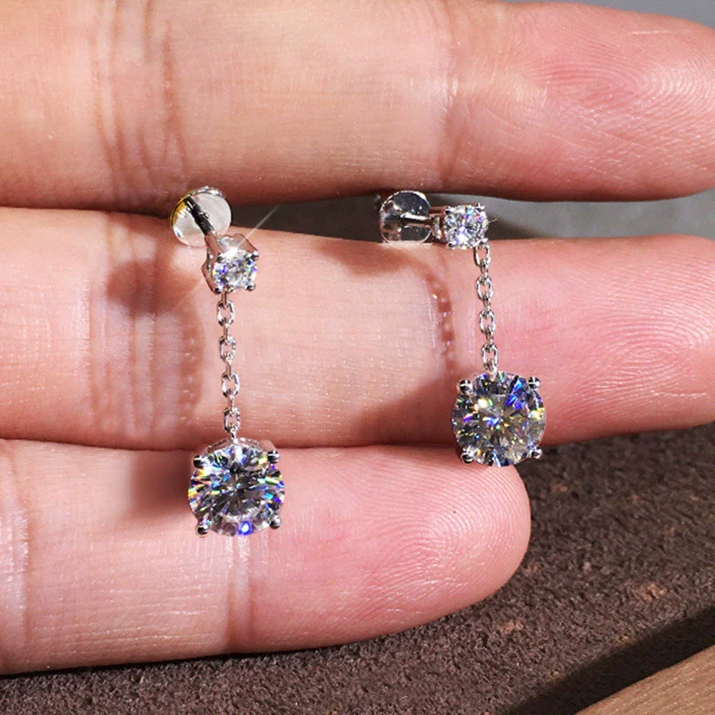 Wholesale Jewelry Simple Long Tassel Geometric Copper Zircon Earrings For Women - Image 4