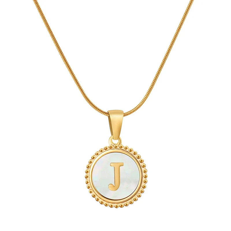Wholesale Jewelry Simple Round 316L Stainless Steel And 316L Stainless Steel Pendant Necklace With Letter Pattern And Electroplating For Women - Image 12