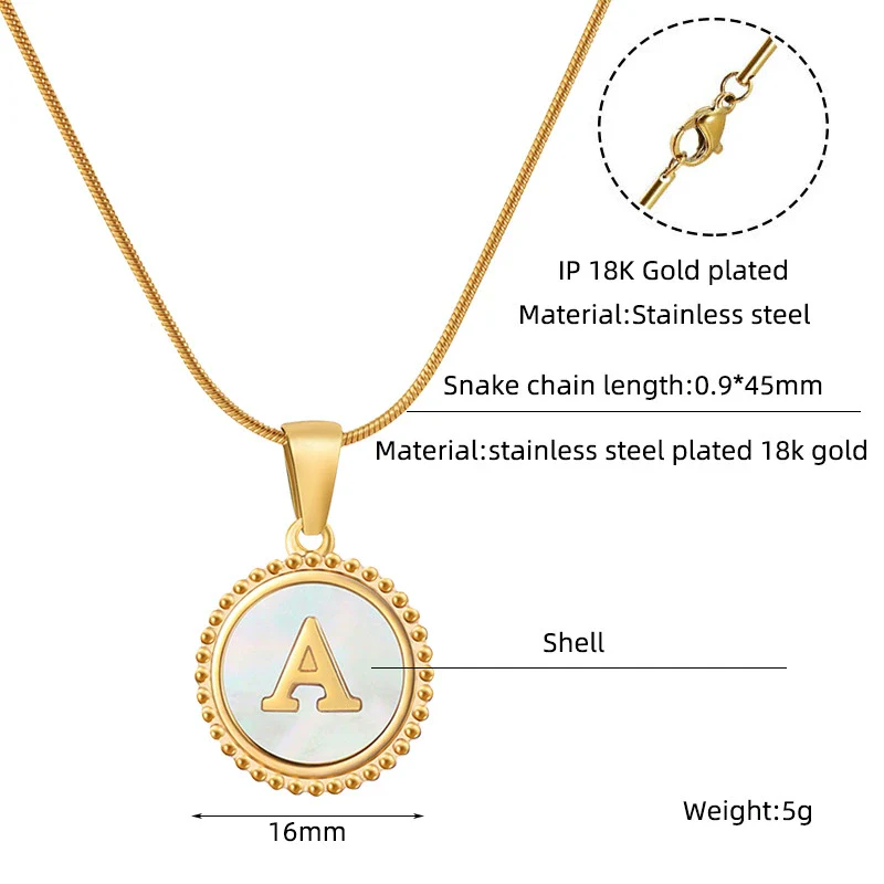 Wholesale Jewelry Simple Round 316L Stainless Steel And 316L Stainless Steel Pendant Necklace With Letter Pattern And Electroplating For Women - Image 6