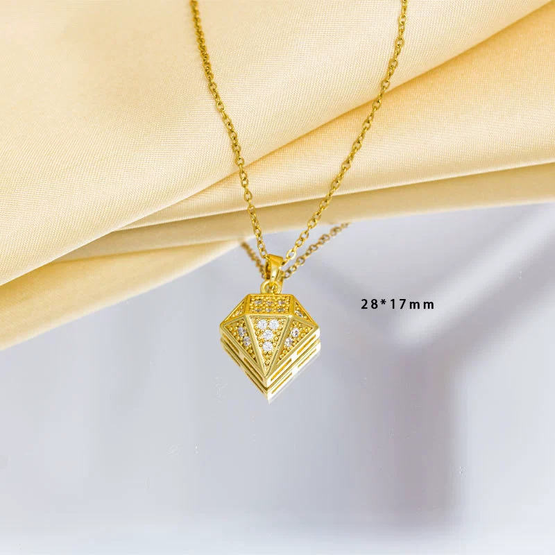 Wholesale Jewelry Simple Style Copper O Chain Pendant Necklace With Diamond Shape And Mixed Gemstone Setting And Electroplating - Image 5