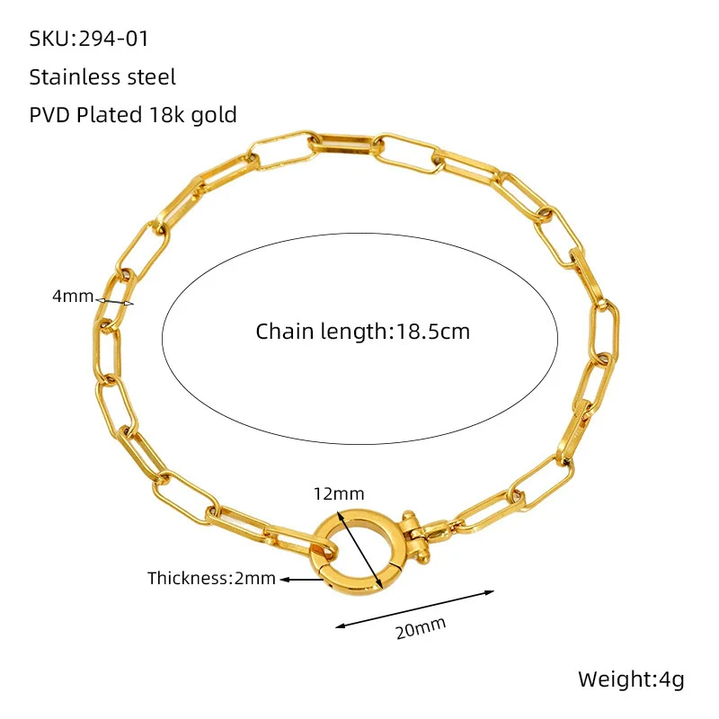 Wholesale Jewelry Simple Style 316L Stainless Steel And 316L Stainless Steel Paper Clip Chain Necklace And Hand Jewelry With Electroplating - Image 5