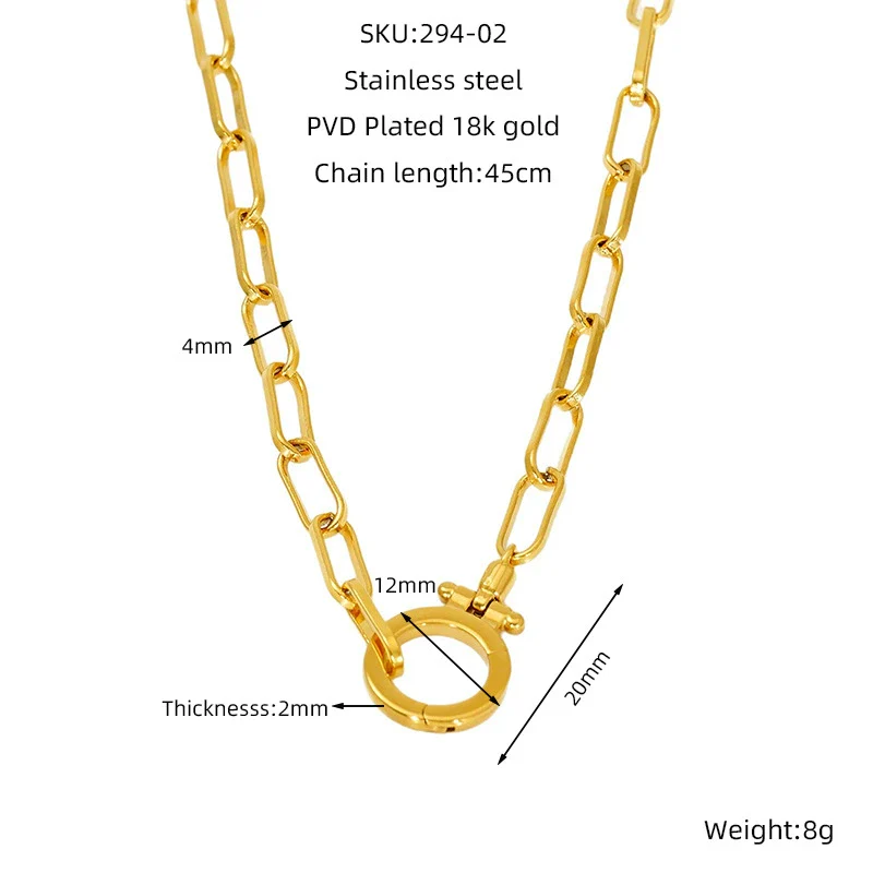 Wholesale Jewelry Simple Style 316L Stainless Steel And 316L Stainless Steel Paper Clip Chain Necklace And Hand Jewelry With Electroplating - Image 6