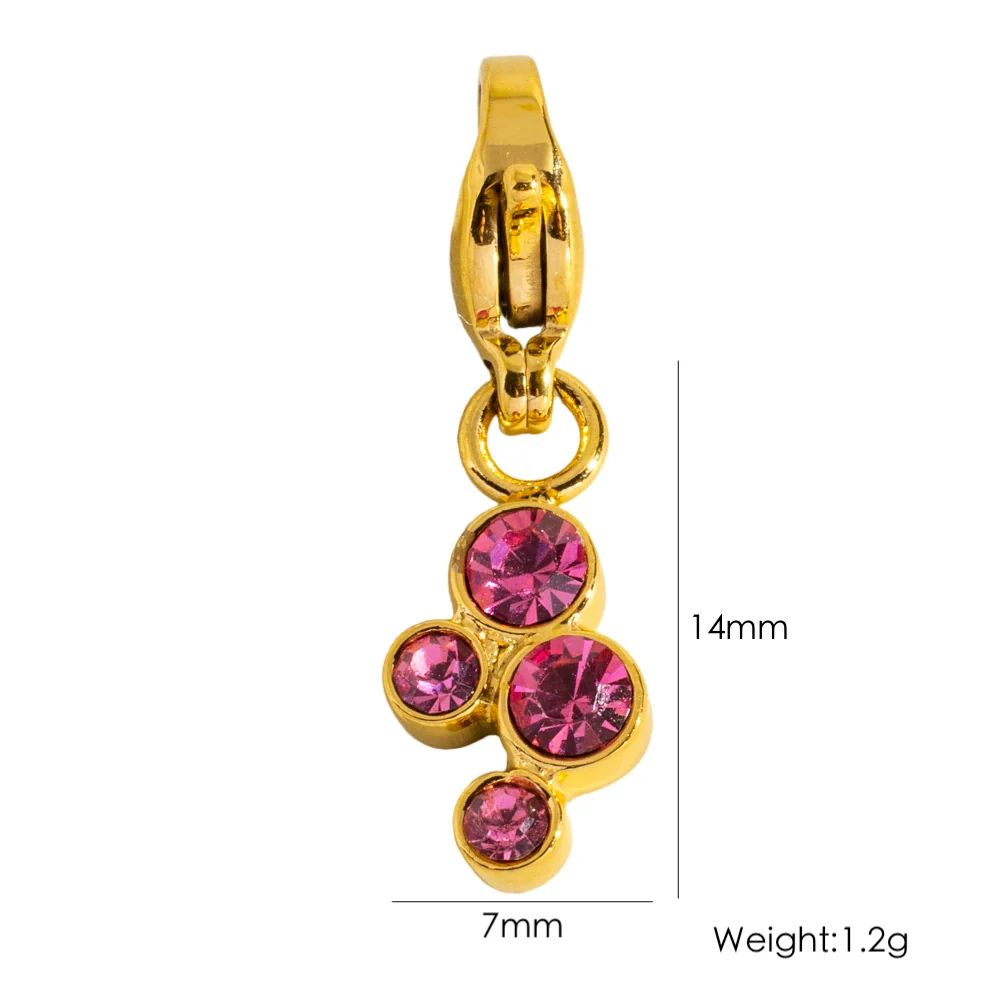 Wholesale Jewelry Small Flower Hanging Lobster Buckle Pendant Stainless Steel Dripping Oil Rhinestones Vacuum In Furnace - Image 7